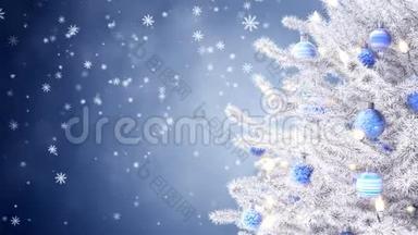 装饰的圣诞树和<strong>飘落</strong>的雪花